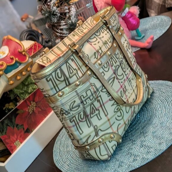 O1 COACH Heritage Tattersall Graffiti Tote Bag (NWOT) - Picture 4 of 10